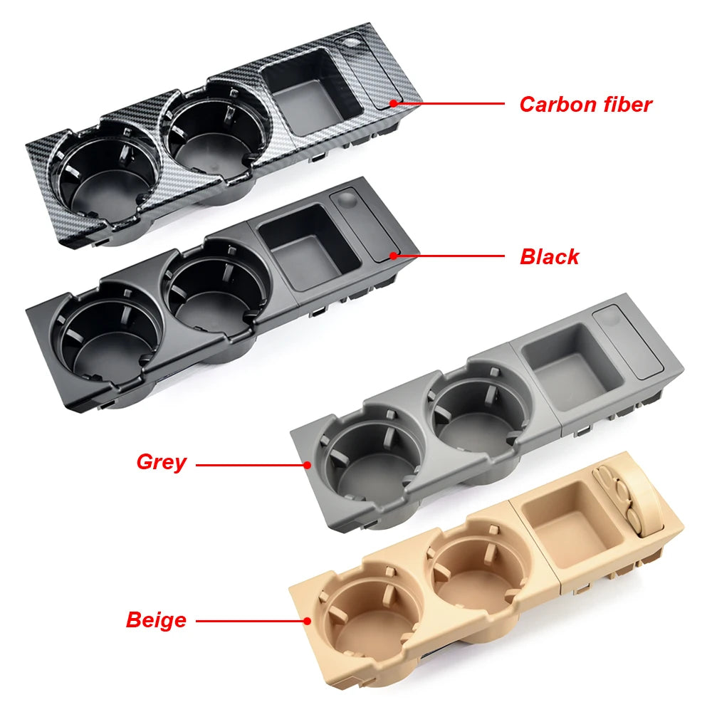 BMW E46 cup holder and coin tray: Compatible with BMW models '99-'06. Enhance your driving experience with this functional ad