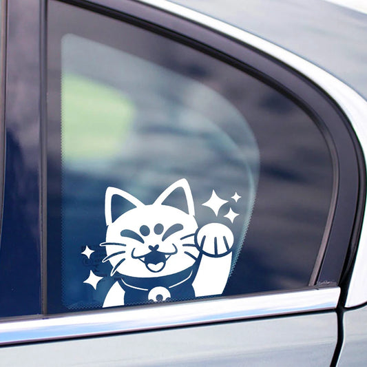 Notebook-fit or motorbike: waterproof Lucky Cat decal adds charm. Measures approx 9x6.5in. Easy peel/stick. Car/ride accessor