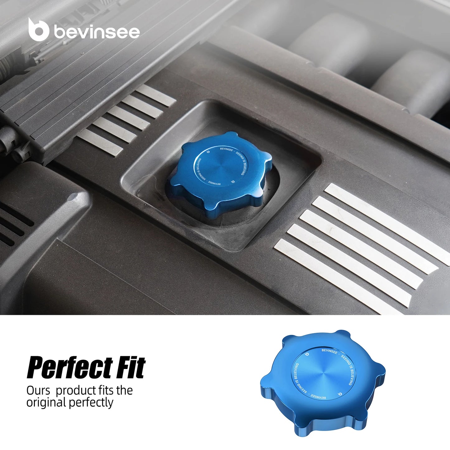 Aluminum BMW engine cover oil filler cap for E46, E36, E39 X5 models. New replacement part.