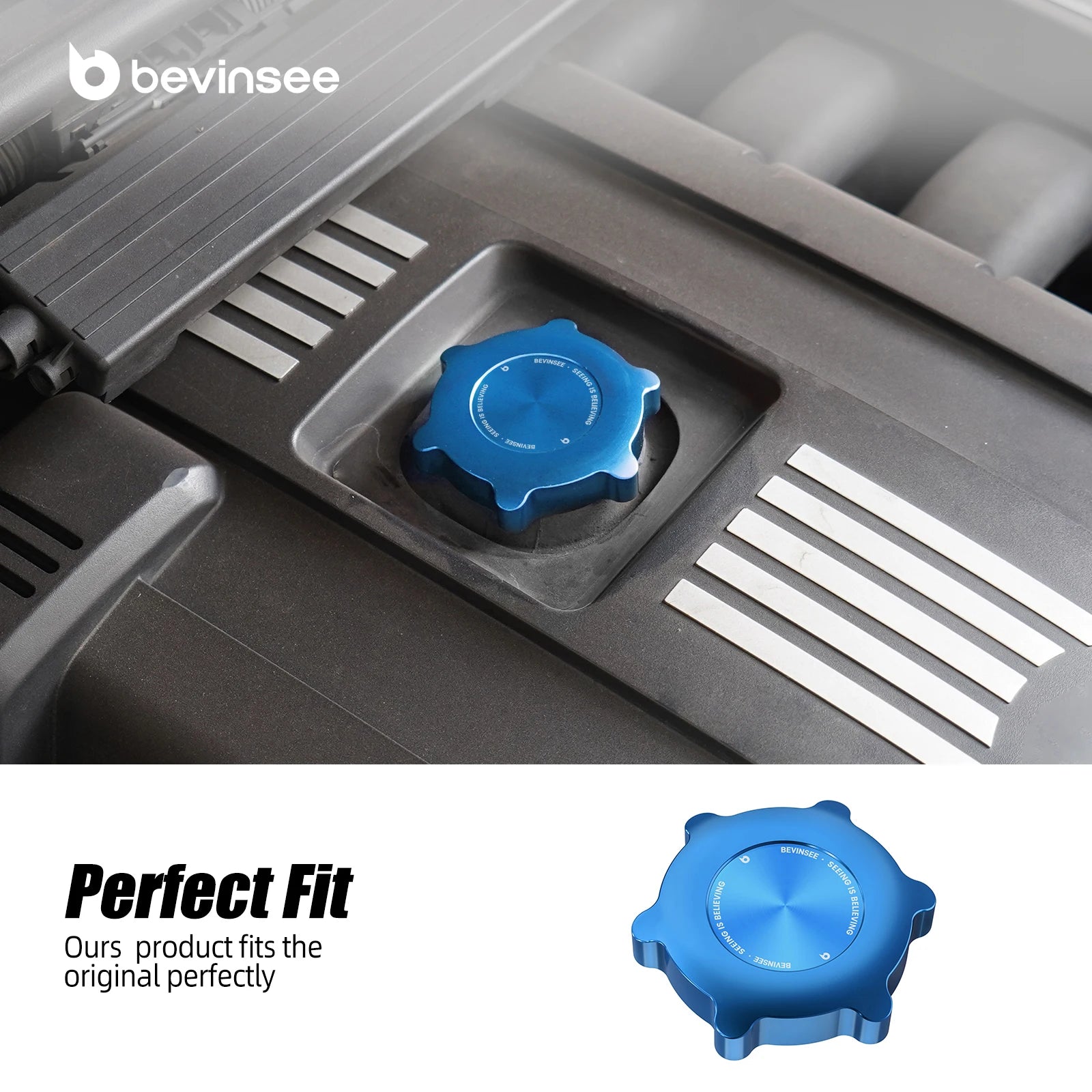 Aluminum BMW engine cover oil filler cap for E46, E36, E39 X5 models. New replacement part.