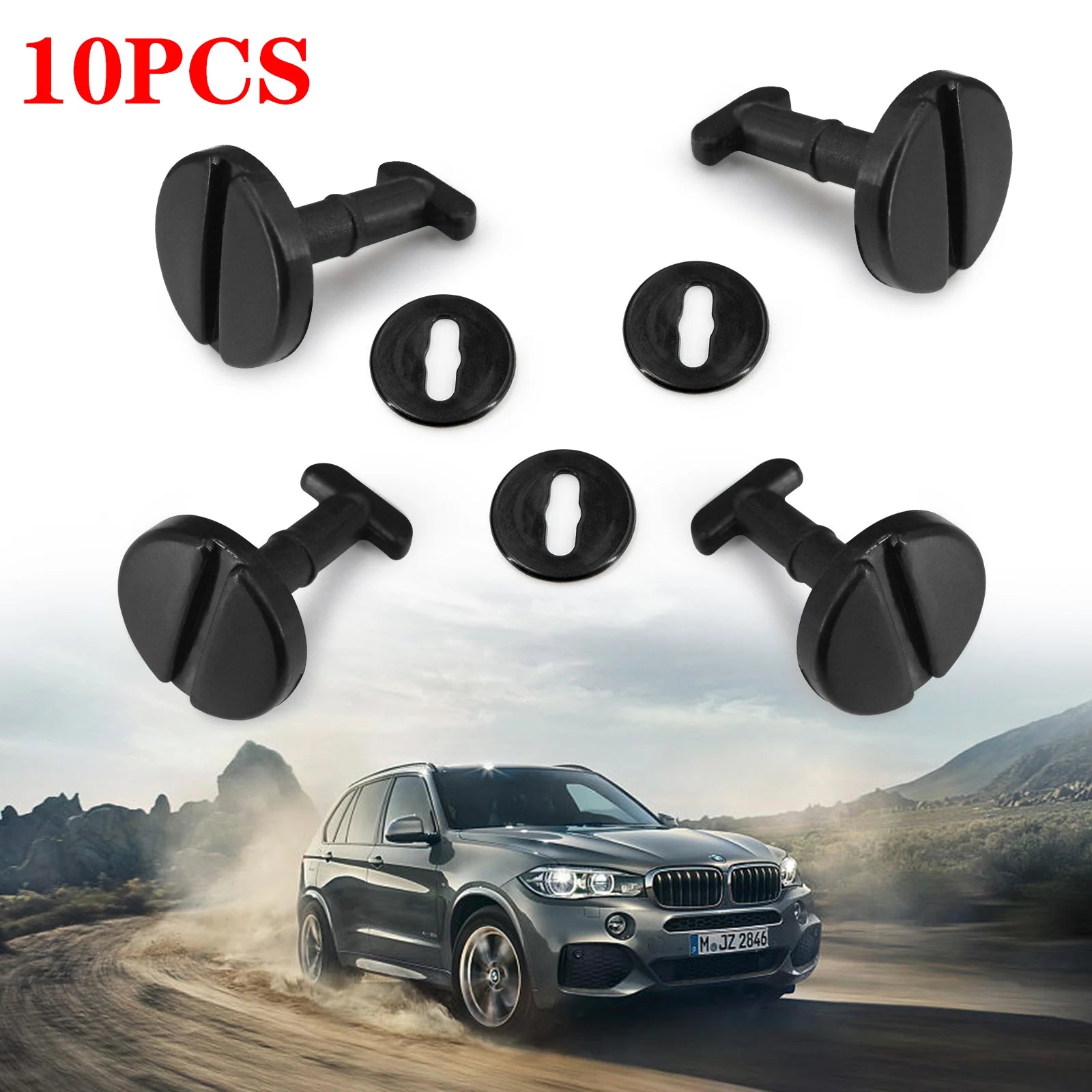 "Four BMW car door handle knob covers from set of 10PCS Floor Mat Carpet Clips for BMW E36, E46, and E39 models."
