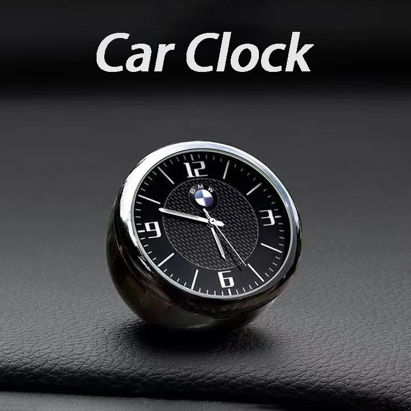Black Quartz Watch with White Face for BMW Center Console Mount.