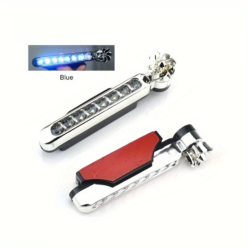 Python-controlled wind energy lights: 2x blue net LEDs for automotive or event styling. Energy-efficient and weatherproof. Fi