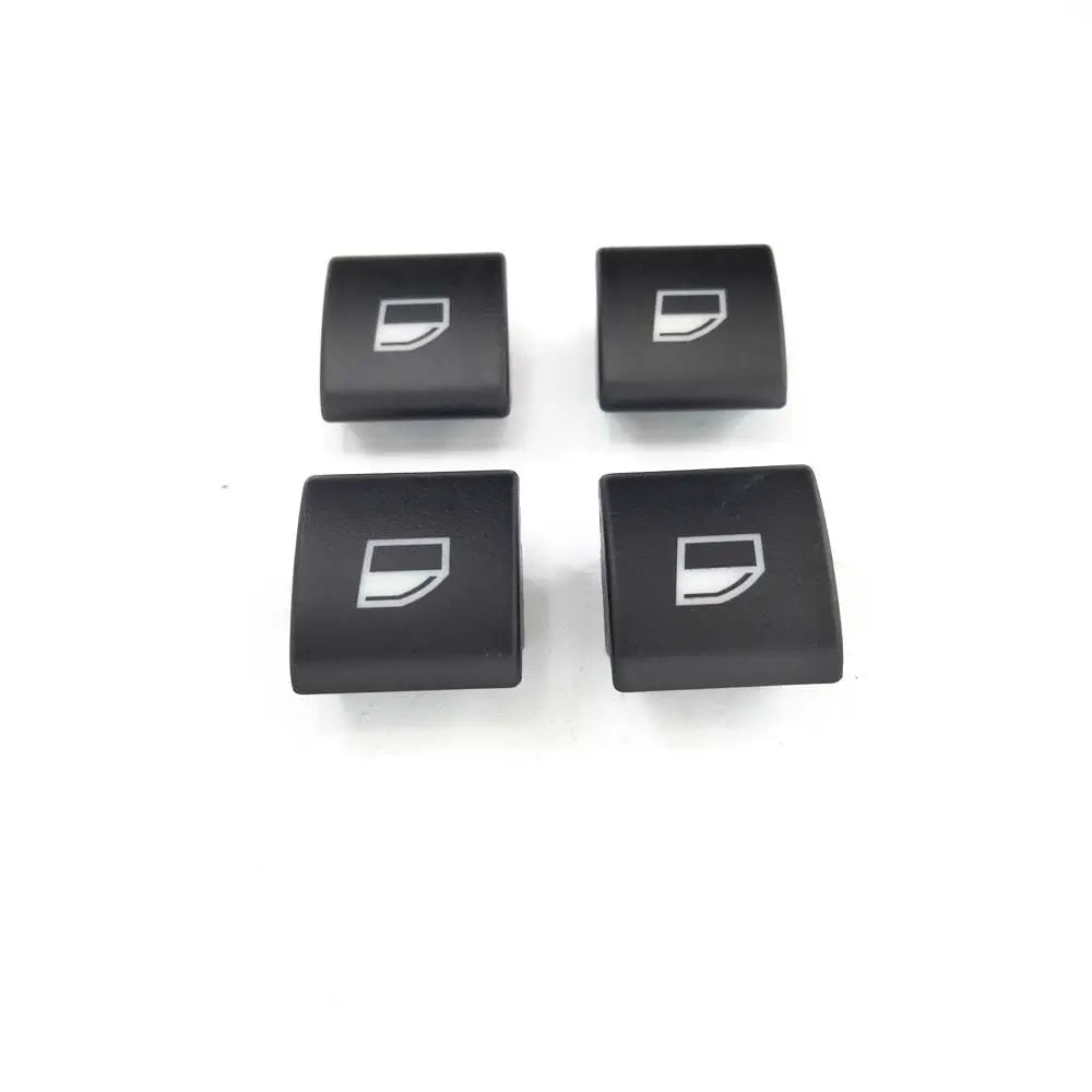 Set of 4 black door handle button caps for BMW E46 models (323i, 325i, 330i, M3).
