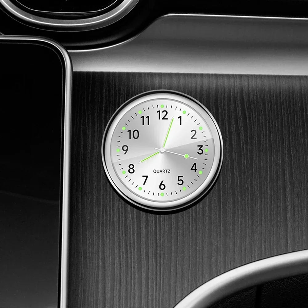 'Small luminous dashboard clock. Adhesive. Fits cars. Mechanic-style.'
