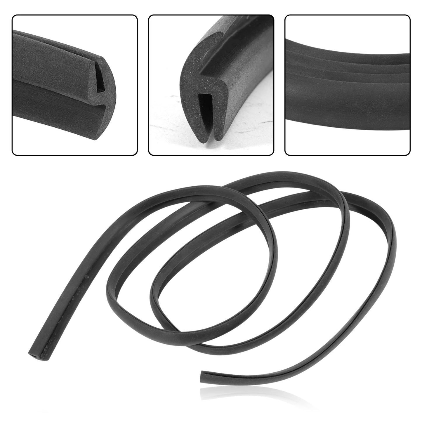 Two black BMW windshield seal strips for E46, E36, E60, F30, and F10 models.