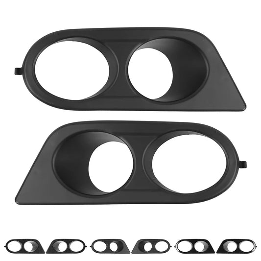 BMW E46 M3 Front Bumper Fog Light Guards - Pair of Black Plastic Accessories (2x Dual-Hole). Fits: Xenon Headlights. Enhance 
