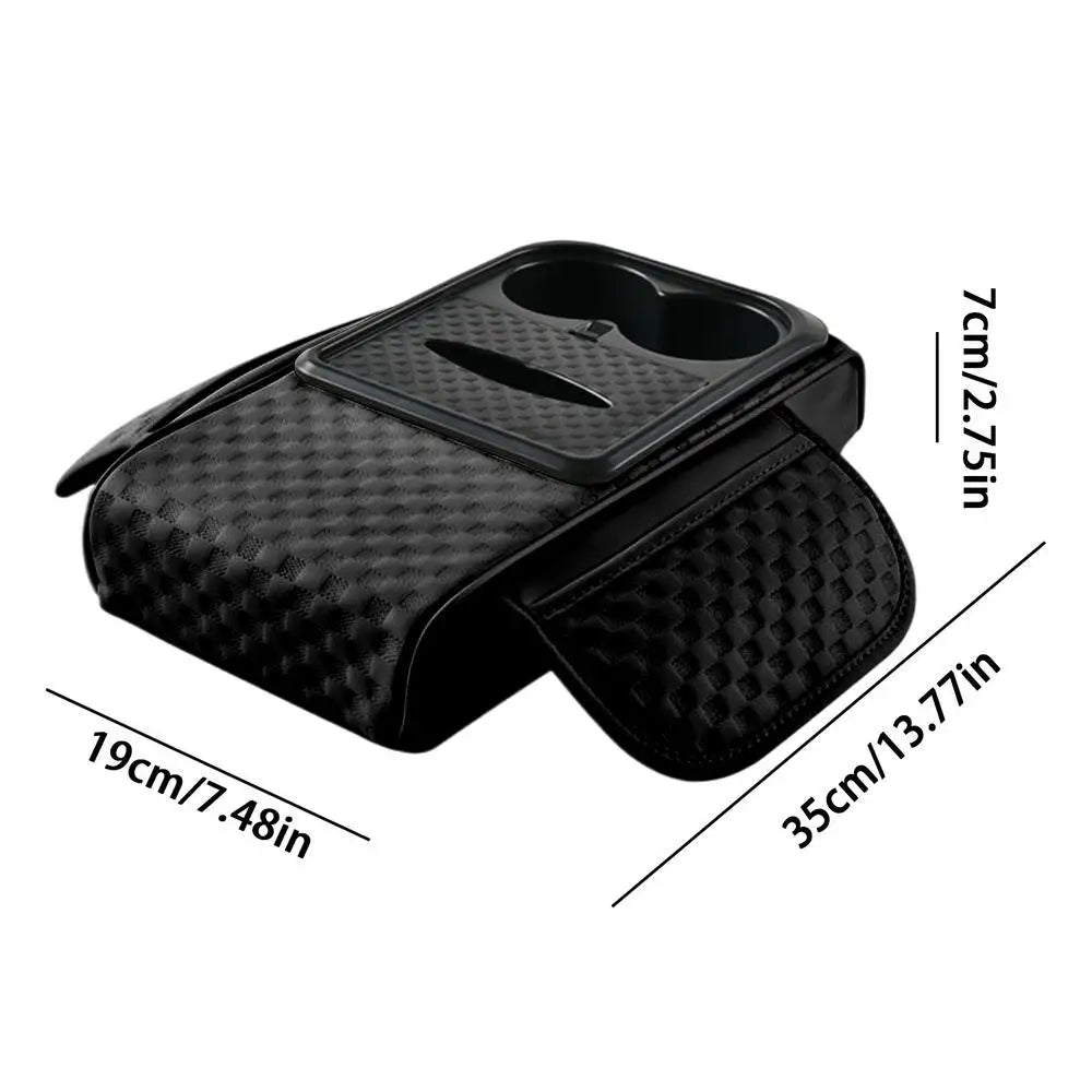 Leather Car Armrest Cover Cushion with Organizer - JustUsRacers