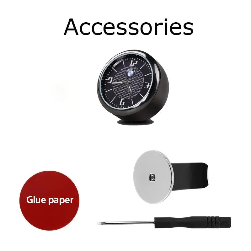 Quartz clock for BMW center console mount, air conditioner vent. Accessory for E36, E39, E46, E90, F30, F10, X1, X3, X5 vehic