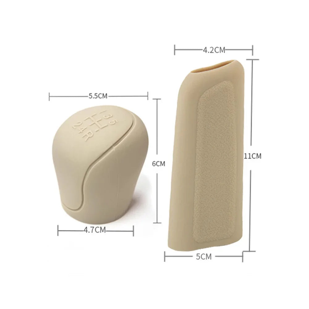 Beige and white anti-slip Universal Silicone gear cover set.