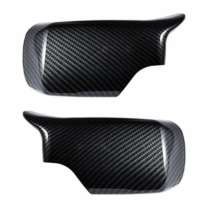 Rearview Side Door Mirror Cover Caps For BMW E46 1998-2005 Sedan 325i 328i 330i Carbon Fiber Glossy Black Side Mirror Covers - JustUsRacers