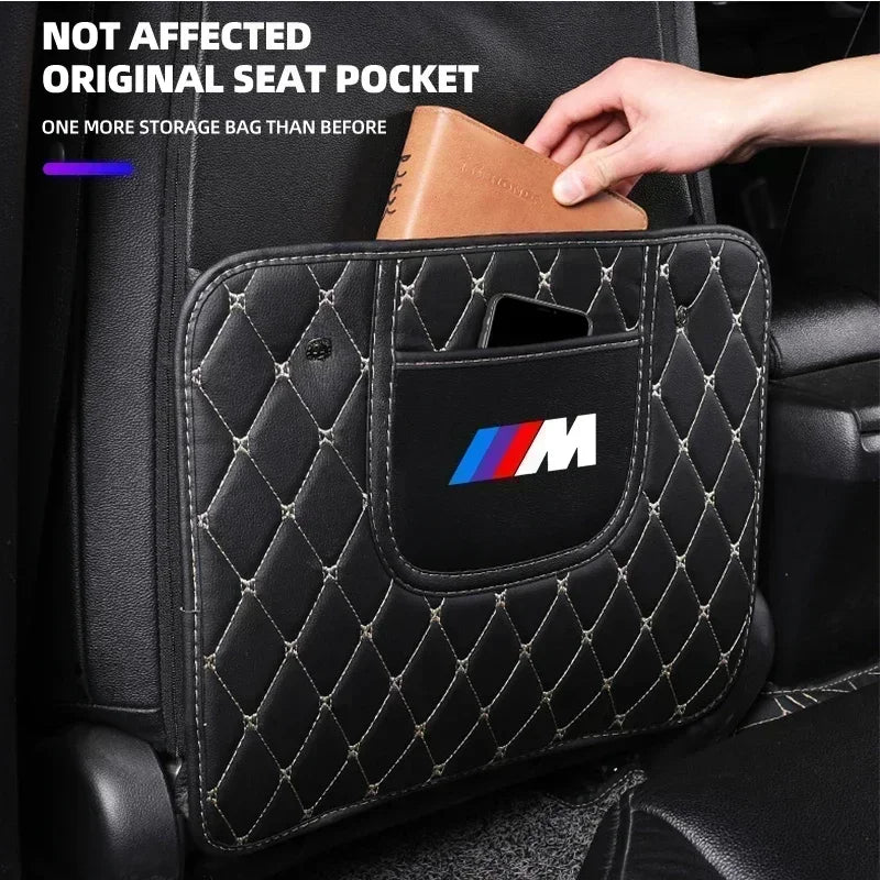 "BMW Seat Back Kick Protector Pad for E36, E39, E46 models. Premium genuine leather."
