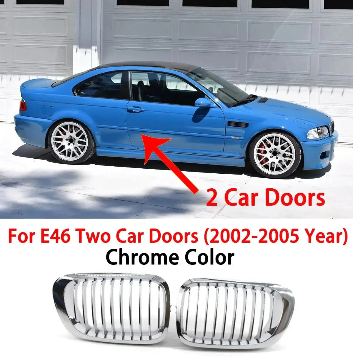BMW E46 Kidney Grille Double Slats Black – 3 Series 2002–2005 (320i 325i 325xi 330i 330xi 4-Door) - JustUsRacers