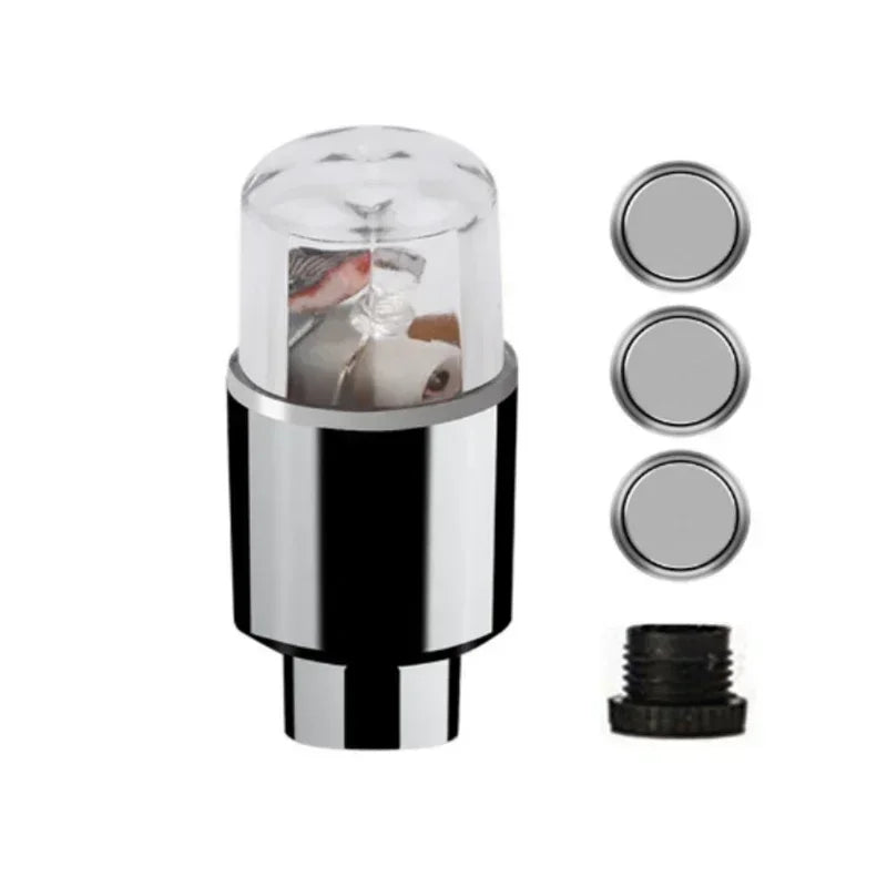 LED wheel light set: 4-pack includes valve cap and bike/car models. Compact design with colorful LEDs—add style to rides.