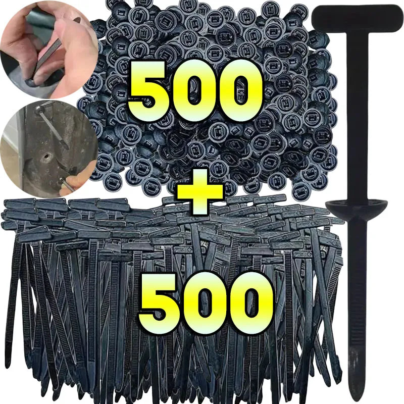 'Nylon cable tie fastener with screw - pack of 50 black units for hardware or DIY projects'
