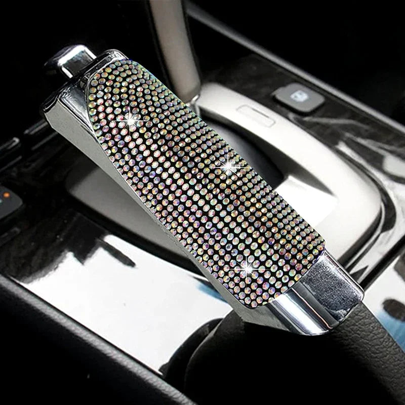 Universal fit Diamond handbrake cover enhancing interior with elegant gemstone design.