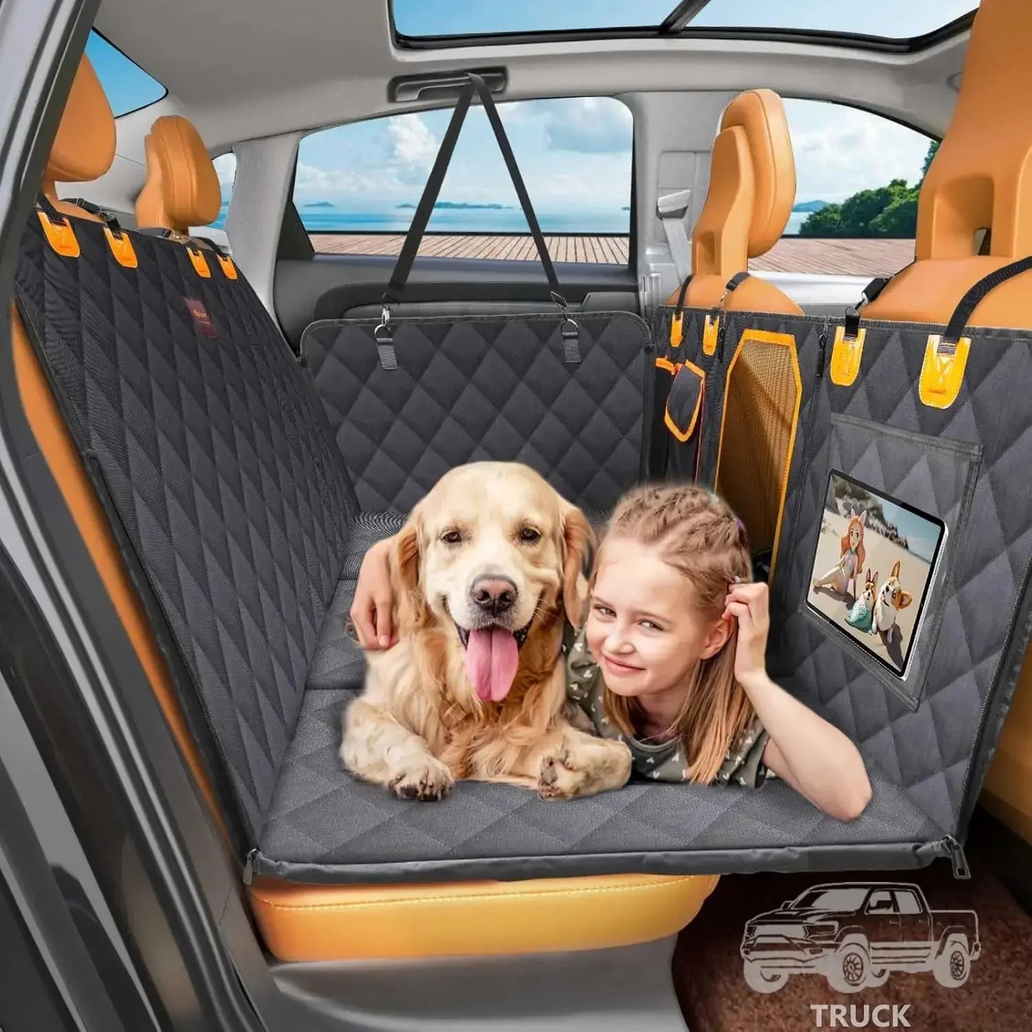 New 137×147CM Double Zipper Car Pet Seat Pad Waterproof Dirt Resistant Suitable Multiple Models Solid Color Cars Rear Seats - JustUsRacers
