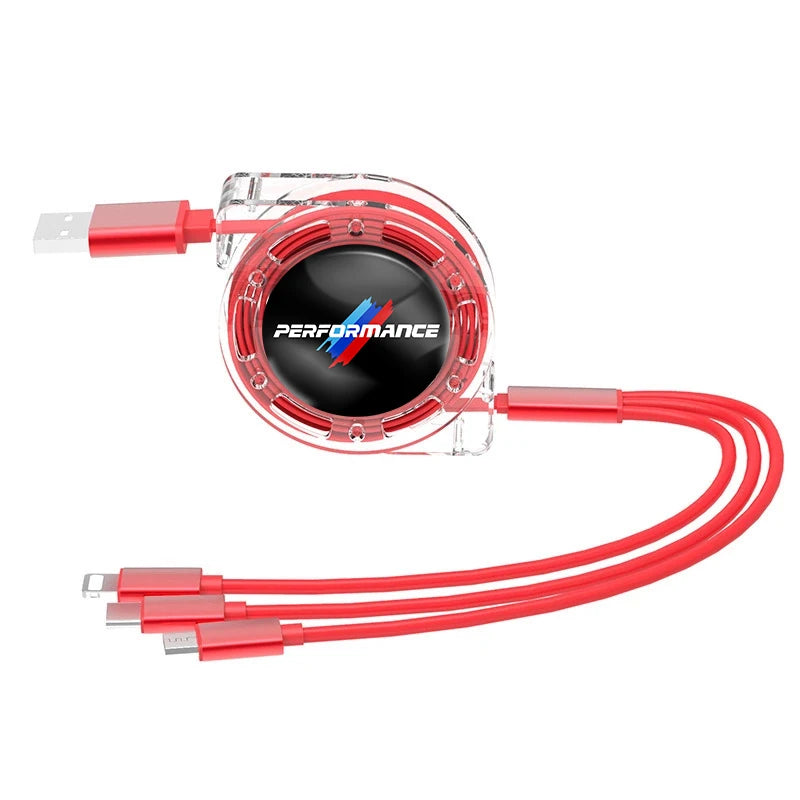 Red Performance USB-C to USB fast charging cable for BMW and universal use.