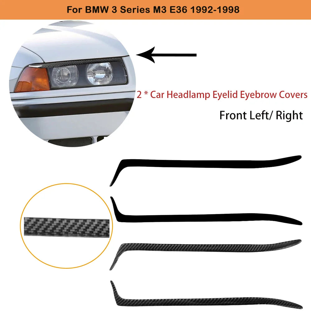 Carbon Fiber Headlight Eyebrows for BMW E36 (1992-1998) - Enhance your vehicle's appearance with this sleek, durable accessor