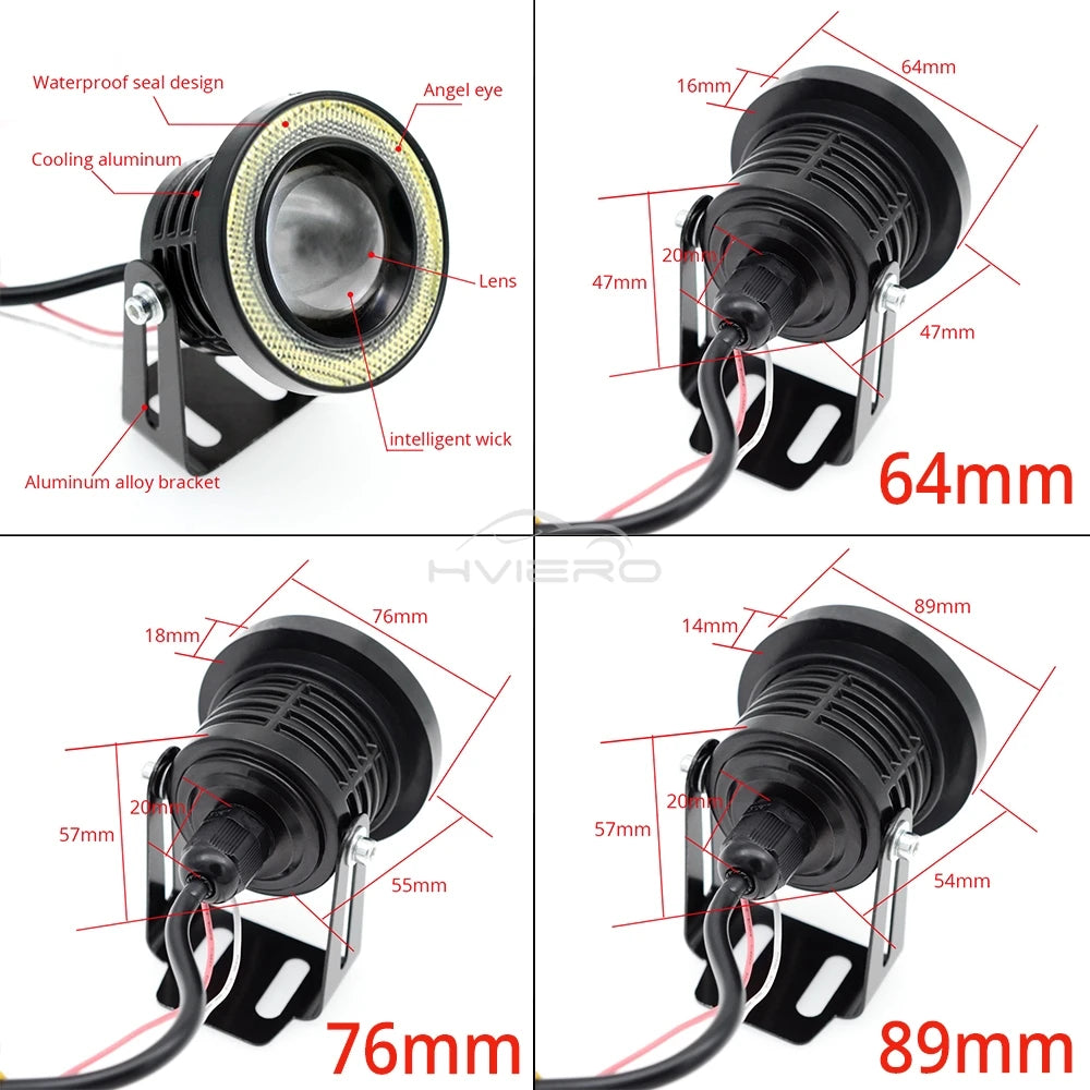 2Pcs 30W Car DRL Fog Lights with COB Angel Eye - JustUsRacers