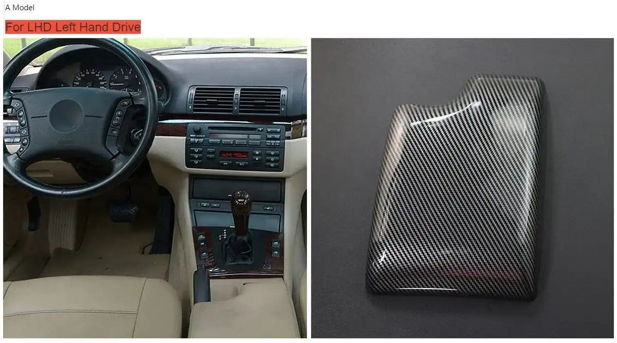 Car styling For BMW 3 Series E46 1998-2004 Carbon fiber Center Console Stowing Tidying Armrest box protect sticker cover Trim - JustUsRacers