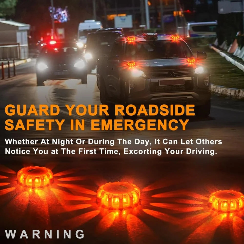 USB-recharged road flares: Magnetic LED emergency lights. Simulate police presence or enhance visibility in emergencies.