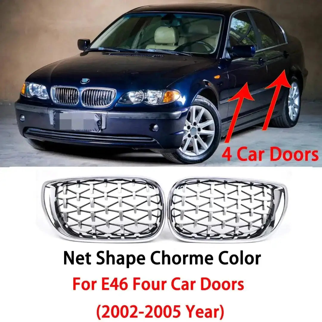 BMW E46 Kidney Grille Double Slats Black – 3 Series 2002–2005 (320i 325i 325xi 330i 330xi 4-Door) - JustUsRacers