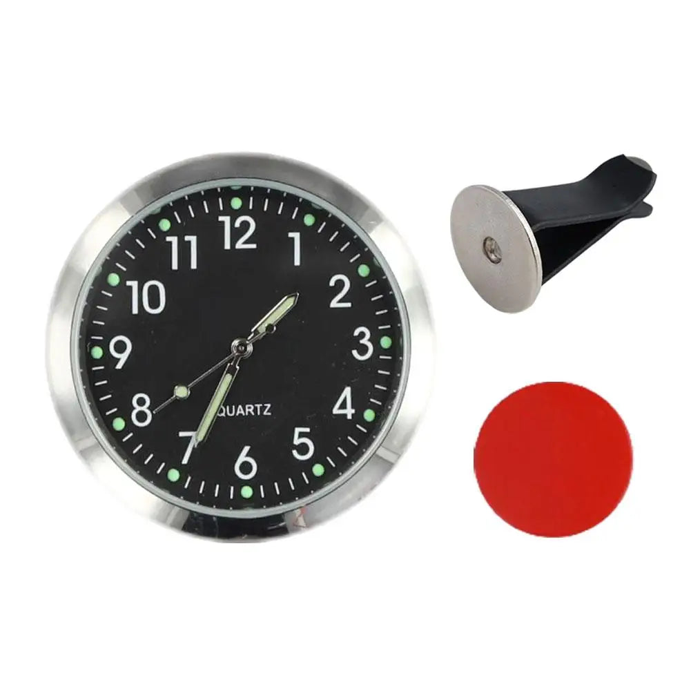 Red dial clock with black background and prominent red knob. Suitable for cars, boats, SUVs, desks, or homes.