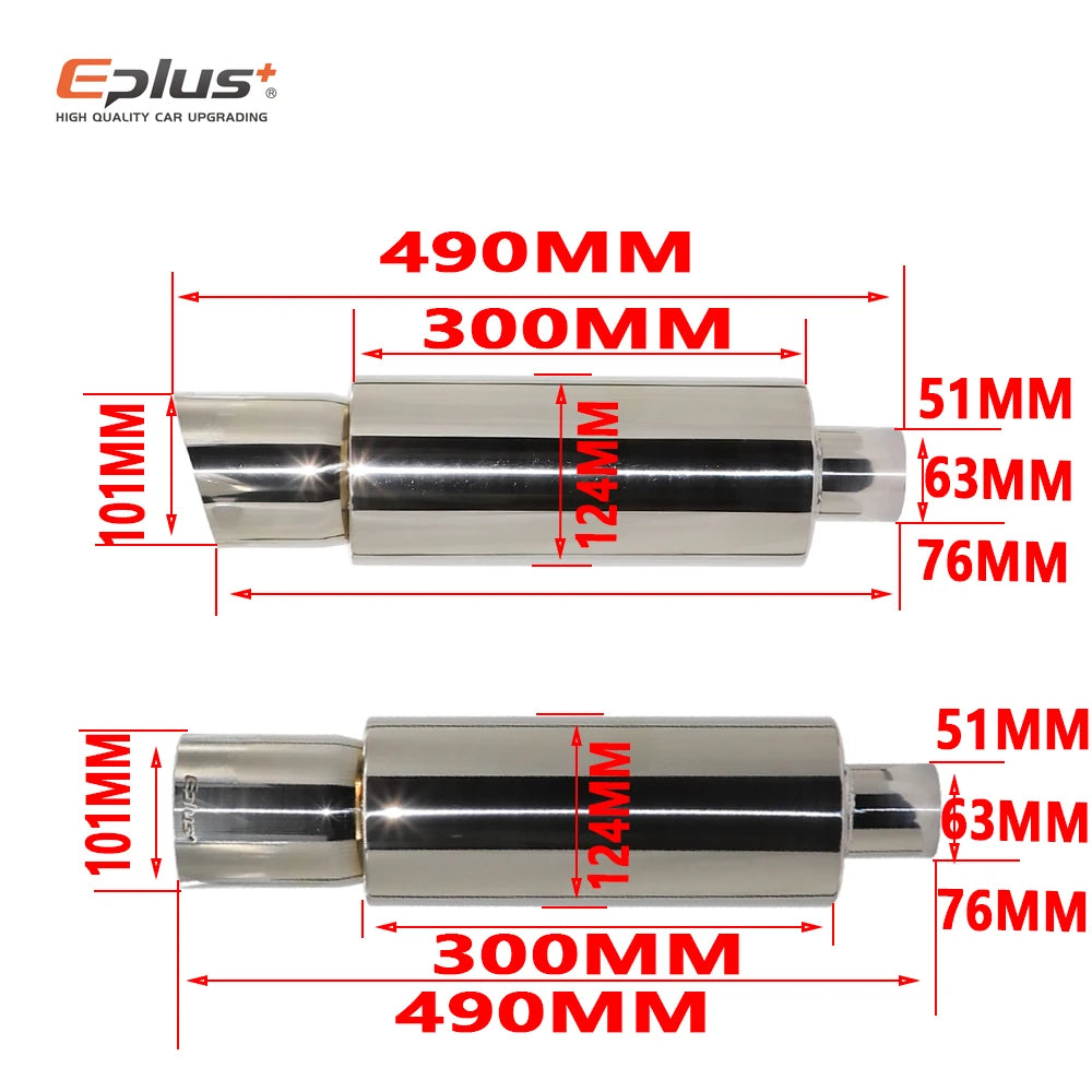 EPLUS Universal Car Exhaust Straight Muffler Tail Pipe - JustUsRacers
