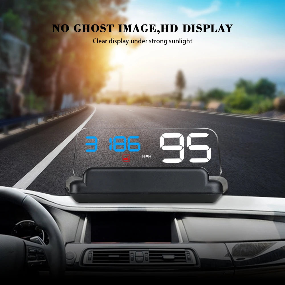 'OBD car HUD with GPS nav mount on dashboard — fits C500 Blue model.'