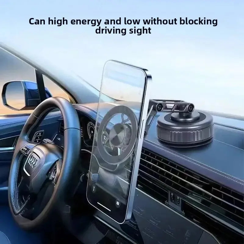 Car dashboard with 3-axis phone stand visible. Fits 360 rotation and foldable design for optimal viewing. Suitable for in-car