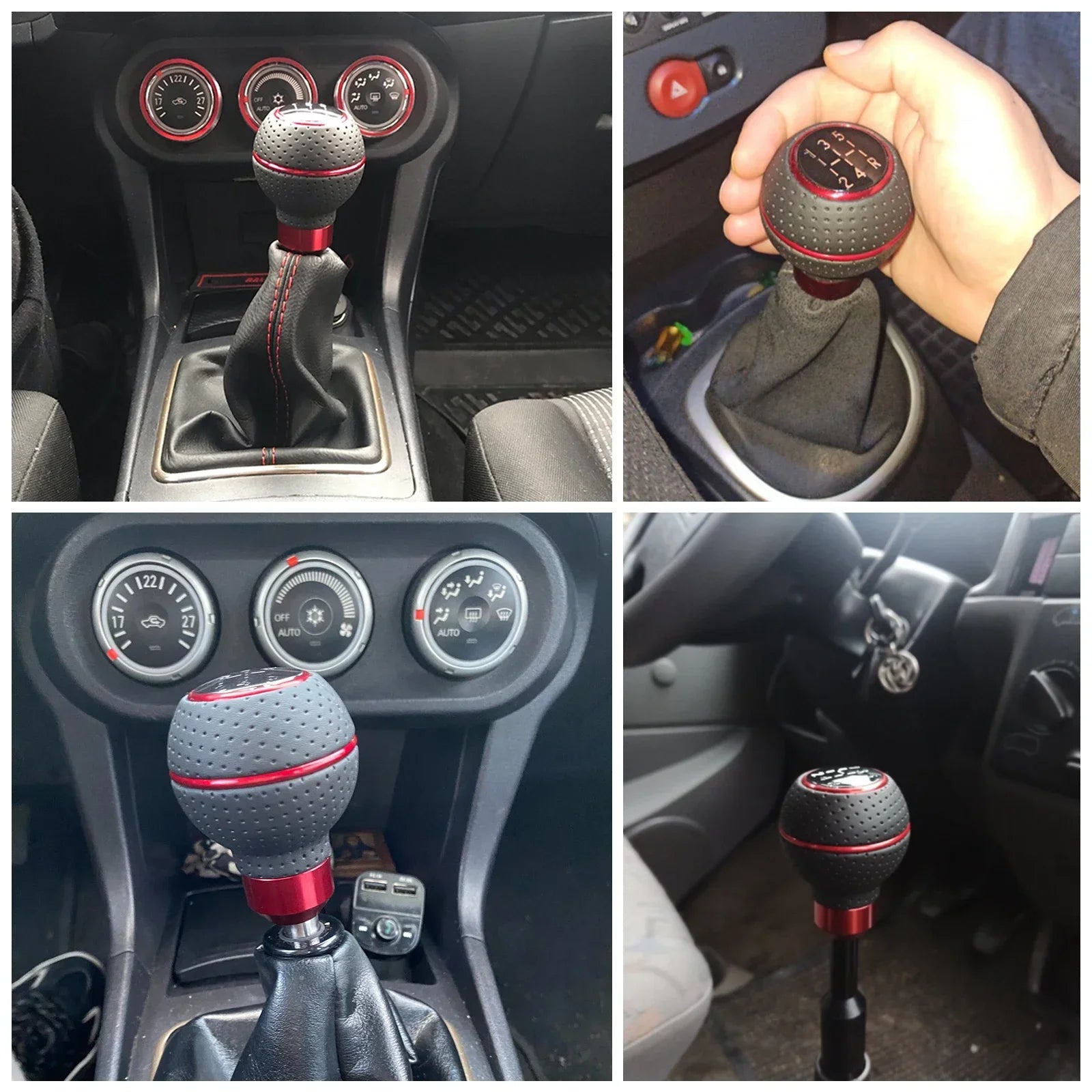 Aluminum universal gear shift knob (M8-M12), sleek upgrade for any ride. No steering wheel included — focus on the knob.