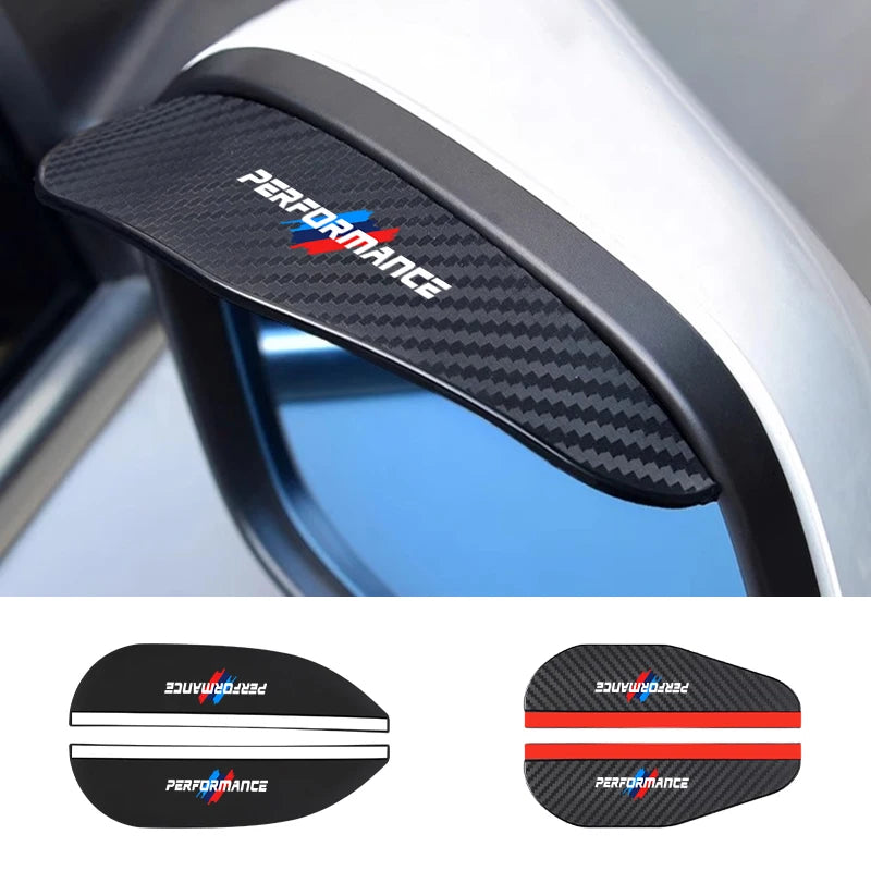 Two BMW M Style Carbon Fiber Mirror Caps. Replacement for original mirrors on select BMW models. Enhances vehicle's aesthetic