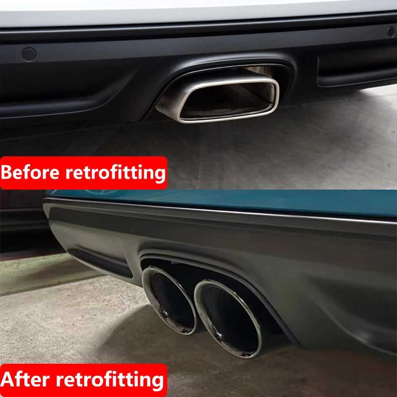 "Dual outlet Exhaust Tip for Porsche Cayman & Boxster (987/981/718, 2009-2024) - Side view of rear end with visible exhaust o