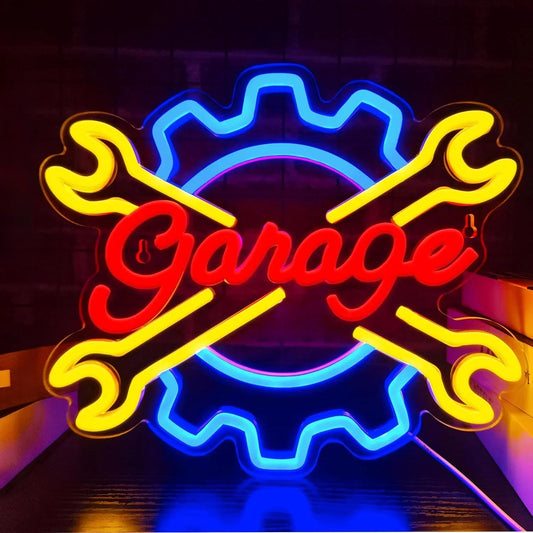 Garage Neon Sign Wrench Shaped LED Light - JustUsRacers