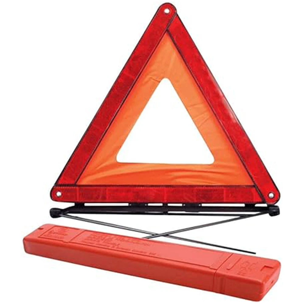 Red reflector triangle (90x90x3cm) - ideal for roadside emergencies. Warning sign with sturdy base and reflective material fo