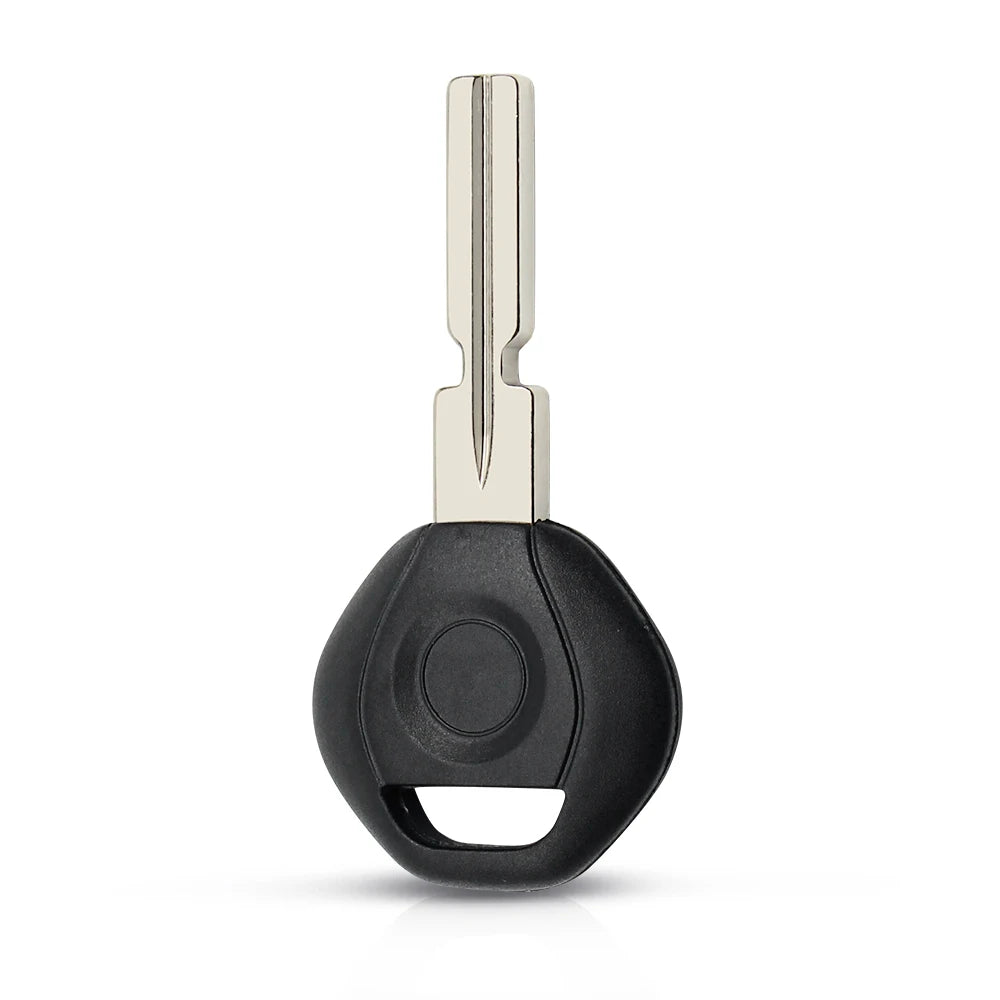 Black keychain with metal handle for BMW vehicles. Replaces uncut blade HU58/HU92.