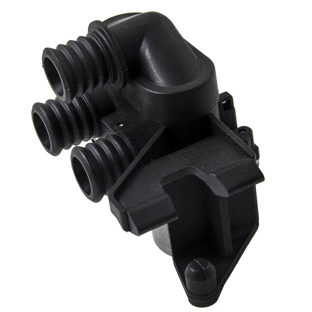 Black BMW E36 Heater Control Valve connector. Plastic construction for compatibility with 318i-M3 models (64118375792).