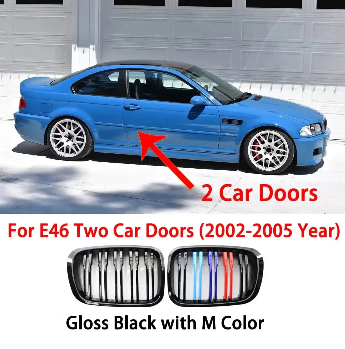 BMW E46 Kidney Grille Double Slats Black – 3 Series 2002–2005 (320i 325i 325xi 330i 330xi 4-Door) - JustUsRacers