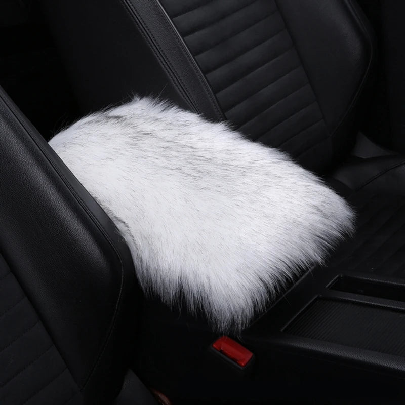 Furry Sheepskin Wool Car Armrest Cover - JustUsRacers