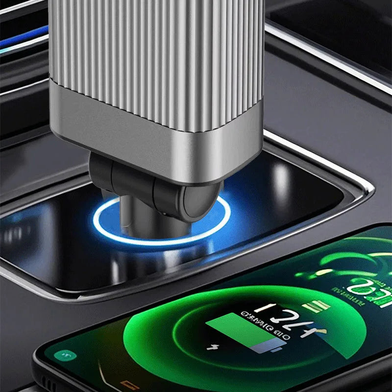 'Car Bluetooth FM transmitter with dual Type-C ports and PD fast charging, suitable for hands-free calling and device chargin