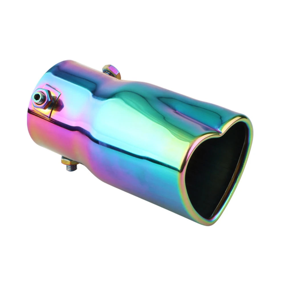 'Stainless steel heart muffler in polished steel finish. Universal fit for performance upgrade.'