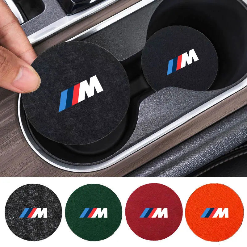 "Non-Slip Felt Car Cup Holder Coasters for BMW E36 E46 models. Protect your dashboard from heat and marks with these felt pad