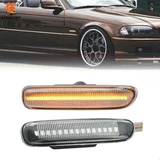 2Pcs Side Marker Fender Turn Signal Light LED Amber Clear BM2570107 For BMW E46 3-series 99-03 316i 318i Car Light Assemblies - JustUsRacers