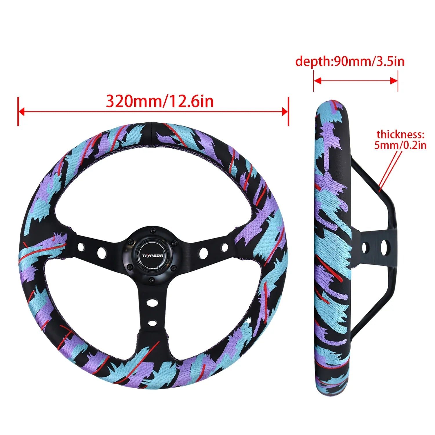 "Universal 320mm HK JDM Drift steering wheel for immersive sim racing experience."