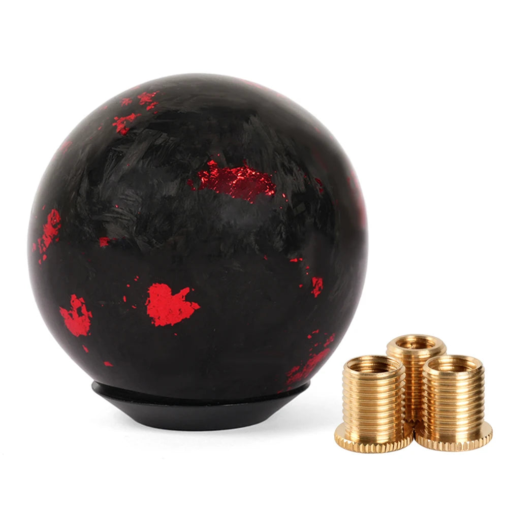 Black carbon fiber shift knob with red accent. Compatible with manual and automatic transmissions (SFN165). Premium upgrade f