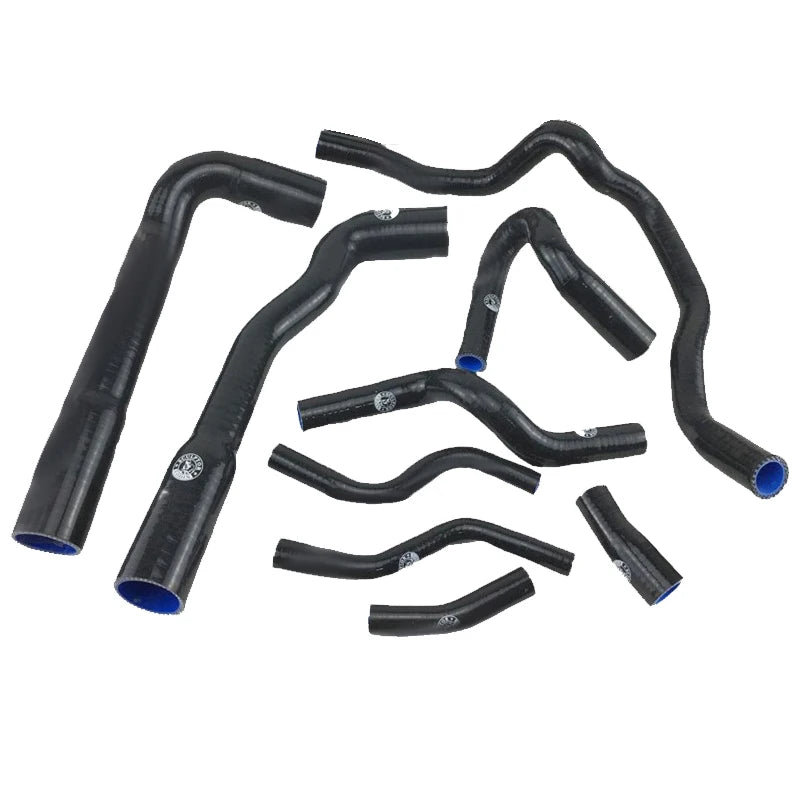Nine piece BMW E36 radiator hose kit in black for 1992-1999 S60 models.