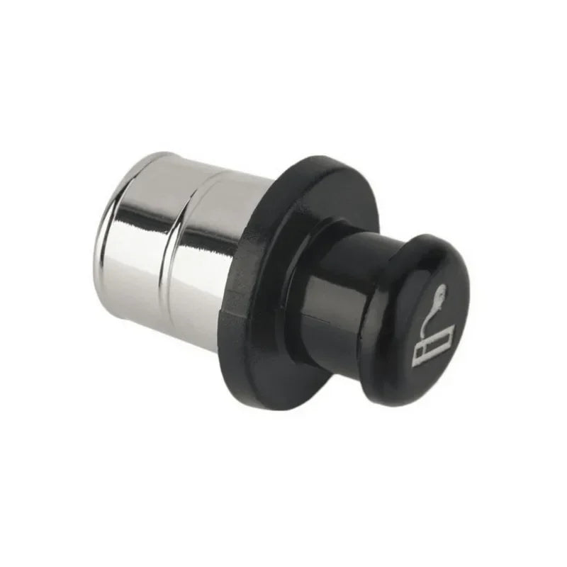 Black/silver push-button lighter in diversion box format for discrete car storage. Metal construction with hidden pill compar