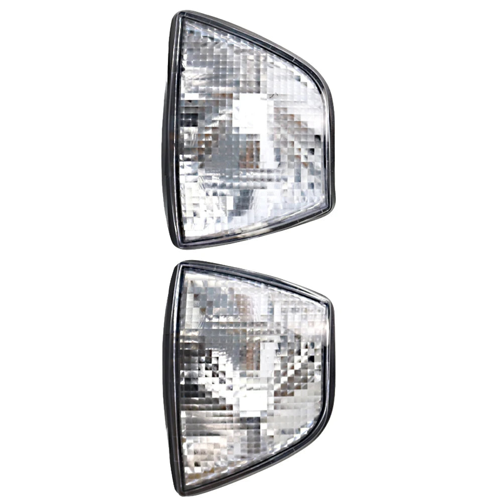 "Pair of BMW E36 4-door corner lights in black chrome finish, LED compatible."