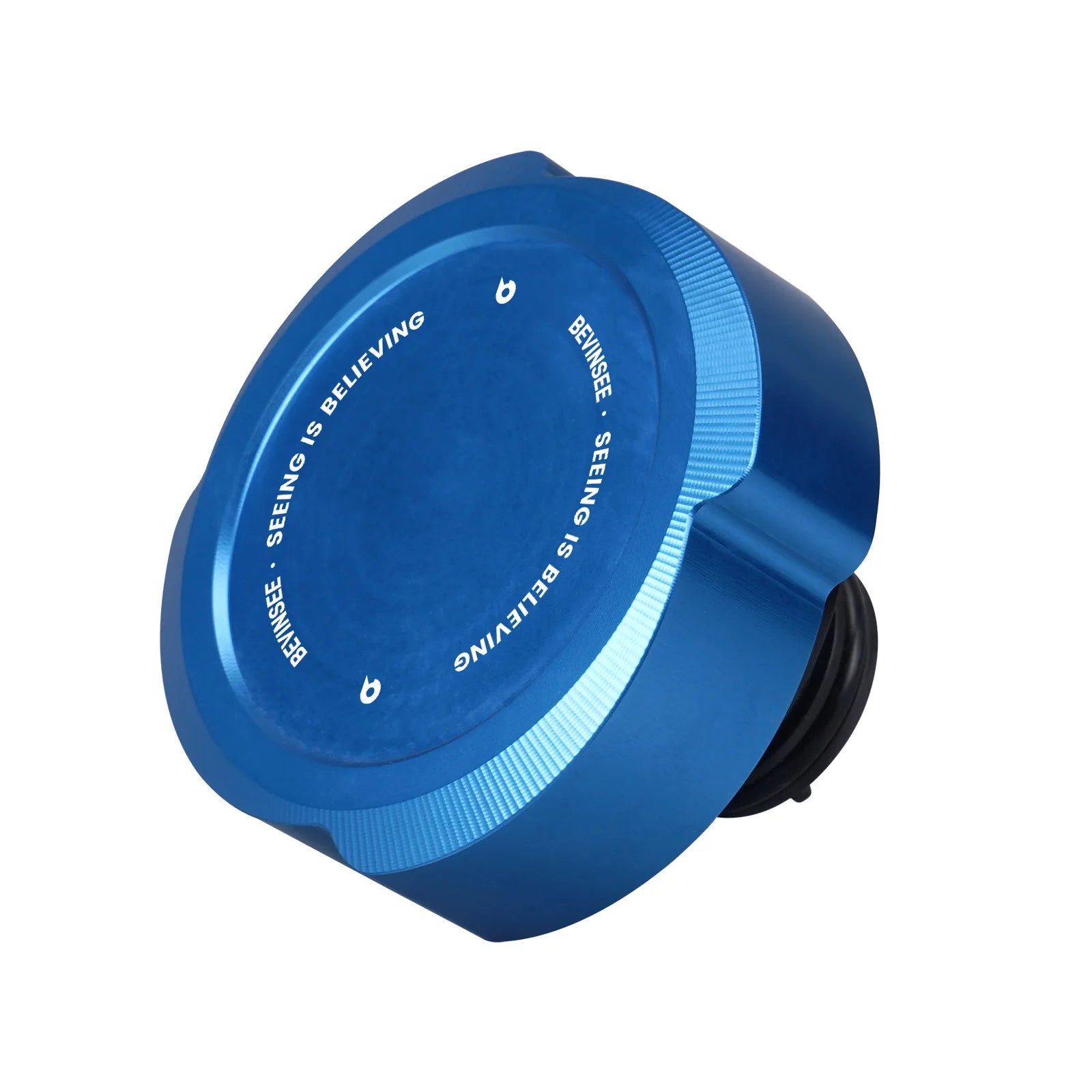 Blue BMW coolant expansion tank cap on a white background. (For BMW E46, E36 models.)